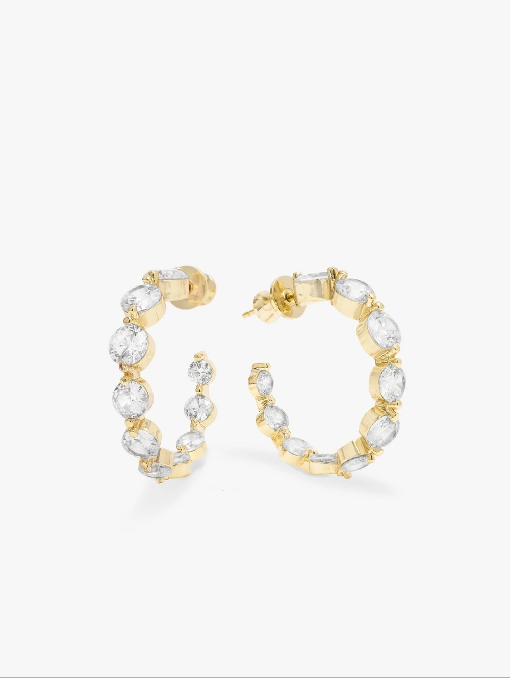 Melinda Maria She's An Icon Hoops .75" Simultated Diamond Earrings New Gold FIRM